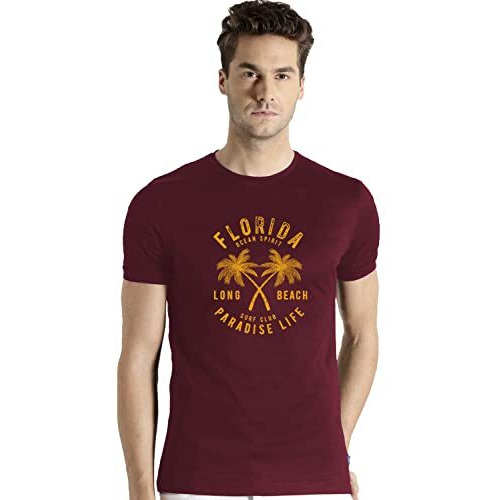 Adro Florida Paradise Life Mens Printed T-Shirt (Xl, Maroon)