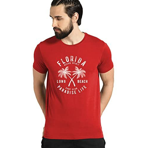 Adro Florida Paradise Life Mens Printed T-Shirt (Xl, Red)