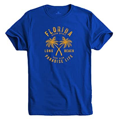 Adro Florida Paradise Life Mens Printed T-Shirt (L, Royal Blue)
