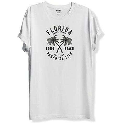Adro Florida Paradise Life Mens Printed T-Shirt (L, White)
