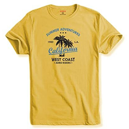 Adro Summer Adventures California Mens Printed T-Shirt (Rnr-M-Cll-Ly_Light Yellow_M)