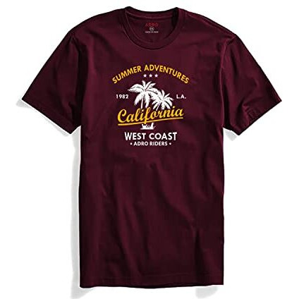 Adro Summer Adventures California Mens Printed T-Shirt (S, Maroon)