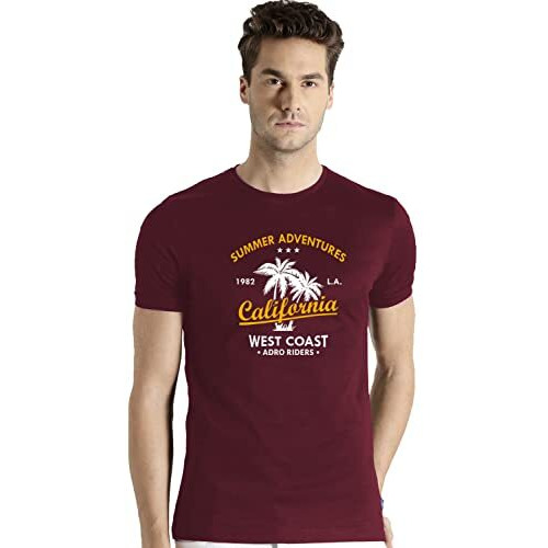 Adro Summer Adventures California Mens Printed T-Shirt (S, Maroon)