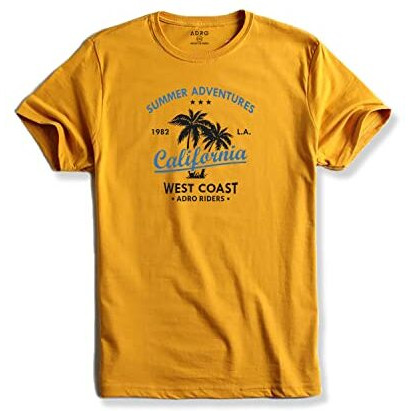 Adro Summer Adventures California Mens Printed T-Shirt (S, Mustard)