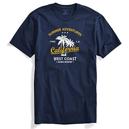 Adro Summer Adventures California Mens Printed T-Shirt (Rnr-M-Cll-Nb_Navy_L)