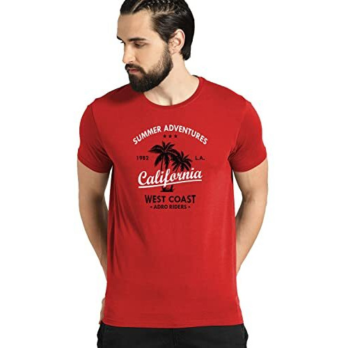 Adro Summer Adventures California Mens Printed T-Shirt (Xl, Red)