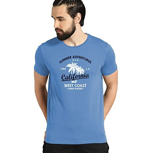Adro Summer Adventures California Mens Printed T-Shirt (Rnr-M-Cll-Sk_Skyblue_M)