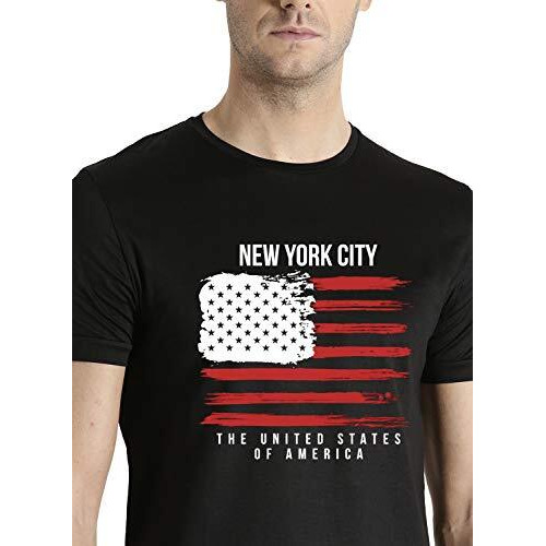 Adro Men's Usa American Flag Printed Cotton T-Shirts (Rnr-M-Nww-Bl_Black_M)