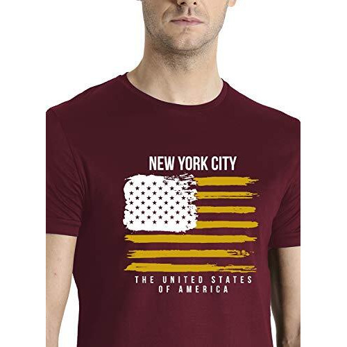 Adro Men's Usa American Flag Printed Cotton T-Shirts (Rnr-M-Nww-Bg_Maroon_Xl)