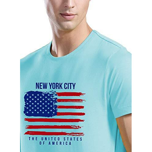 Adro Men's Usa American Flag Printed Cotton T-Shirts (Rnr-M-Nww-Mi_Mint_2Xl)