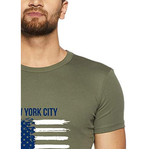 Adro Men's Usa American Flag Printed Cotton T-Shirts (Rnr-M-Nww-Ol_Olive_S)