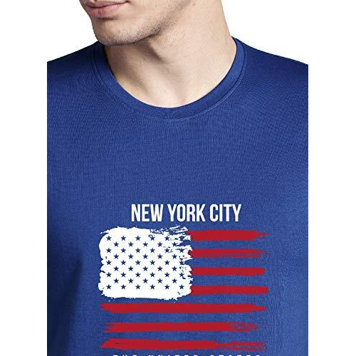 Adro Men's Usa American Flag Printed Cotton T-Shirts (Rnr-M-Nww-Rb_Royal Blue_2Xl)