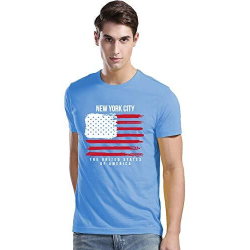 Adro Men's Usa American Flag Printed Cotton T-Shirts (Rnr-M-Nww-Sk_Skyblue_L)