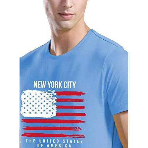 Adro Men's Usa American Flag Printed Cotton T-Shirts (Rnr-M-Nww-Sk_Skyblue_L)