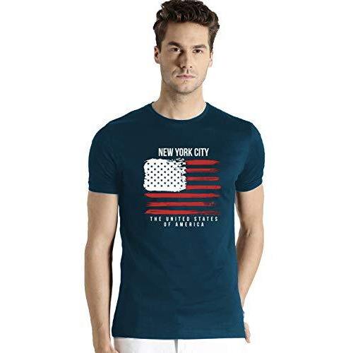 Adro Men's Usa American Flag Printed Cotton T-Shirts (Rnr-M-Nww-Sb_Teal_Xl)