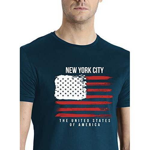 Adro Men's Usa American Flag Printed Cotton T-Shirts (Rnr-M-Nww-Sb_Teal_Xl)