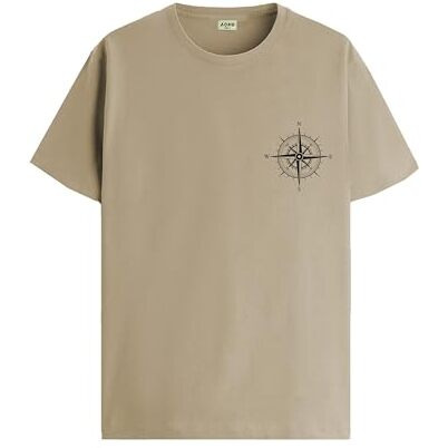 Adro Tshirt For Men | Printed T Shirt For Men | 100% Cotton Tshirt | Graphic Printed T-Shirt | Chest Printed Tshirt | Unisex Tshirt | T-Shirts Men| Rn24-Stick-Comp-Be-2Xl Beige