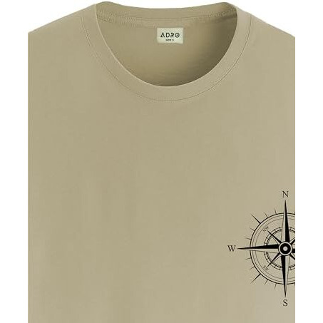 Adro Tshirt For Men | Printed T Shirt For Men | 100% Cotton Tshirt | Graphic Printed T-Shirt | Chest Printed Tshirt | Unisex Tshirt | T-Shirts Men| Rn24-Stick-Comp-Be-2Xl Beige