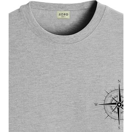 Adro Tshirt For Men | Printed T Shirt For Men | 100% Cotton Tshirt | Graphic Printed T-Shirt | Chest Printed Tshirt | Unisex Tshirt | T-Shirts Men| Rn24-Stick-Comp-Gr-M Grey