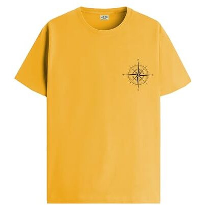 Adro Tshirt For Men | Printed T Shirt For Men | 100% Cotton Tshirt | Graphic Printed T-Shirt | Chest Printed Tshirt | Unisex Tshirt | T-Shirts Men| Rn24-Stick-Comp-Mu-M Mustard