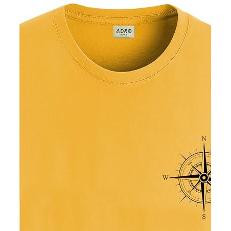 Adro Tshirt For Men | Printed T Shirt For Men | 100% Cotton Tshirt | Graphic Printed T-Shirt | Chest Printed Tshirt | Unisex Tshirt | T-Shirts Men| Rn24-Stick-Comp-Mu-M Mustard