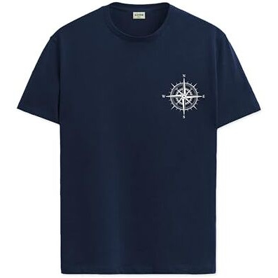 Adro Tshirt For Men | Printed T Shirt For Men | 100% Cotton Tshirt | Graphic Printed T-Shirt | Chest Printed Tshirt | Unisex Tshirt | T-Shirts Men| Rn24-Stick-Comp-Nb-S Navy Blue