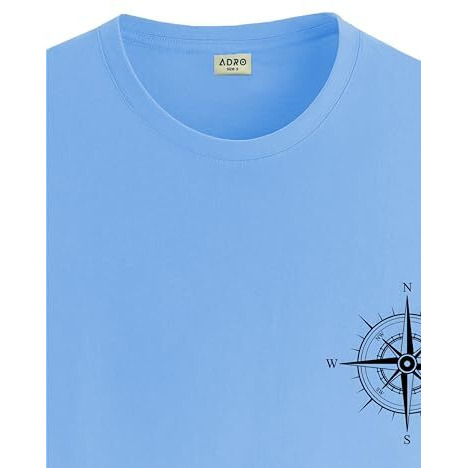 Adro Tshirt For Men | Printed T Shirt For Men | 100% Cotton Tshirt | Graphic Printed T-Shirt | Chest Printed Tshirt | Unisex Tshirt | T-Shirts Men| Rn24-Stick-Comp-Sk-L Sky Blue