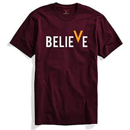 Adro Men's Believe Design Printed T-Shirt (L, Maroon)