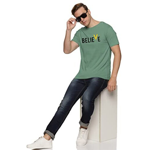 Adro Men's Believe Design Printed T-Shirt (Rnr-M-Bvv-Pt_Pista_Xl)