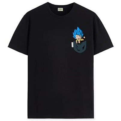 Adro Tshirt For Men | Anime T Shirt For Men | 100% Cotton Tshirt | Graphic Printed T-Shirt | Chest Printed Tshirt | Gogeta Anime Tshirt | T-Shirts| Rn24-Stick-Goge-Bl-Xl Black