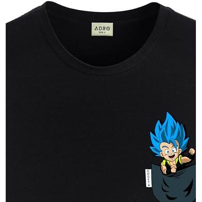 Adro Tshirt For Men | Anime T Shirt For Men | 100% Cotton Tshirt | Graphic Printed T-Shirt | Chest Printed Tshirt | Gogeta Anime Tshirt | T-Shirts| Rn24-Stick-Goge-Bl-Xl Black
