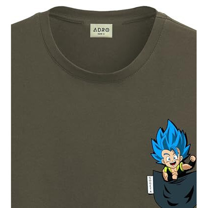 Adro Tshirt For Men | Anime T Shirt For Men | 100% Cotton Tshirt | Graphic Printed T-Shirt | Chest Printed Tshirt | Gogeta Anime Tshirt | T-Shirts| Rn24-Stick-Goge-Ol-M Olive