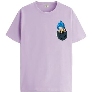 Adro Tshirt For Men | Anime T Shirt For Men | 100% Cotton Tshirt | Graphic Printed T-Shirt | Chest Printed Tshirt | Gogeta Anime Tshirt | T-Shirts| Rn24-Stick-Goge-Pu-Xl Purple