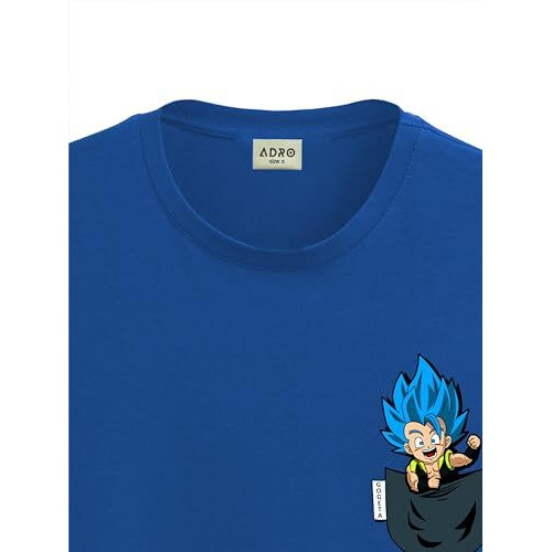 Adro Tshirt For Men | Anime T Shirt For Men | 100% Cotton Tshirt | Graphic Printed T-Shirt | Chest Printed Tshirt | Gogeta Anime Tshirt | T-Shirts| Rn24-Stick-Goge-Rb-2Xl Royal Blue