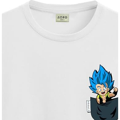 Adro Tshirt For Men | Anime T Shirt For Men | 100% Cotton Tshirt | Graphic Printed T-Shirt | Chest Printed Tshirt | Gogeta Anime Tshirt | T-Shirts| Rn24-Stick-Goge-Wh-M White