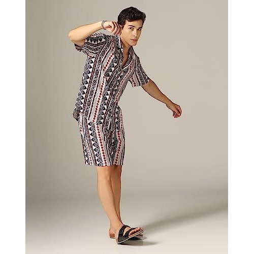 Dhruvi Trendz Mens Rayon Men Co-Ord Set Regular Fit Night Dress (Dt-Ms-6075&Sh230_Black_L)