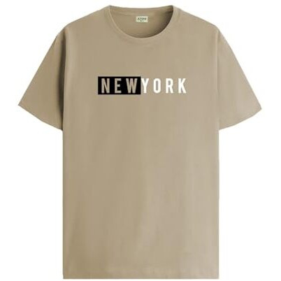 Adro Men's Solid Regular Fit T-Shirt (Rn24-Nky-Be_Beige