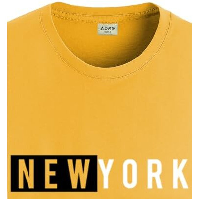 Adro Men's Solid Regular Fit T-Shirt (Rn24-Nky-Mu_Mustard