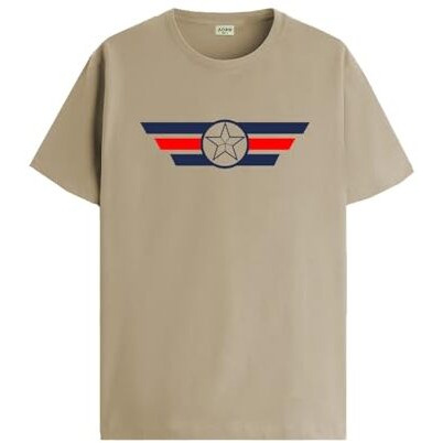 Adro Regular Fit Tshirt For Men | Printed T Shirt For Men | 100% Cotton T-Shirt |Printed T Shirt | T-Shirts | Rn24-Cap-Be-M Beige