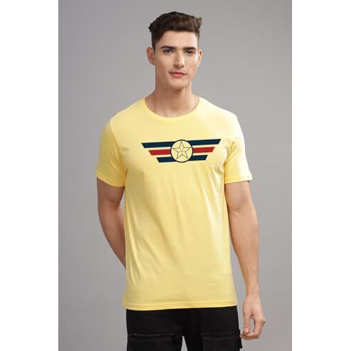 Adro Tshirt For Men | Printed T Shirt For Men | 100% Cotton T-Shirt |Printed T Shirt | T-Shirts | Rn24-Cap-Ly-Xl Light Yellow