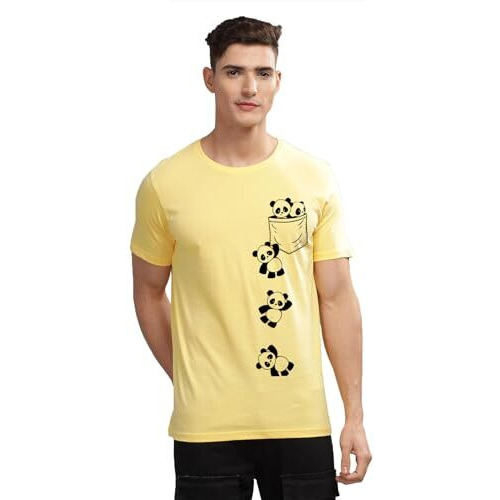 Adro Tshirt For Men | Printed T Shirt For Men | 100% Cotton T-Shirt |Printed T Shirt | T-Shirts | Rn24-Poc-Ly-M Light Yellow