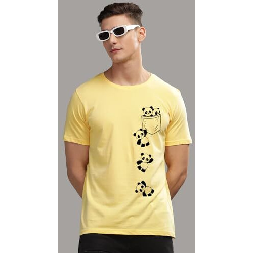 Adro Tshirt For Men | Printed T Shirt For Men | 100% Cotton T-Shirt |Printed T Shirt | T-Shirts | Rn24-Poc-Ly-M Light Yellow