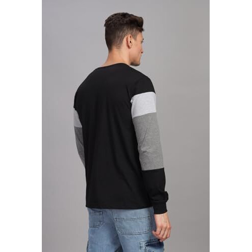 Adro Full Sleeve Tshirt For Men | Colorblock T Shirt For Men | 100% Cotton Tshirt | Full Sleeve T-Shirt | Mens Full Sleeves T Shirts |Fr4-24-Bst-Bl-Xl