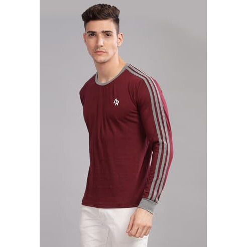 Adro Full Sleeve Tshirt For Men | Full T Shirt For Men | 100% Slub Cotton Tshirt | Full Sleeve T-Shirt | Mens Full Sleeves T Shirts |Fr3-24-Mar-Mr-L Maroon