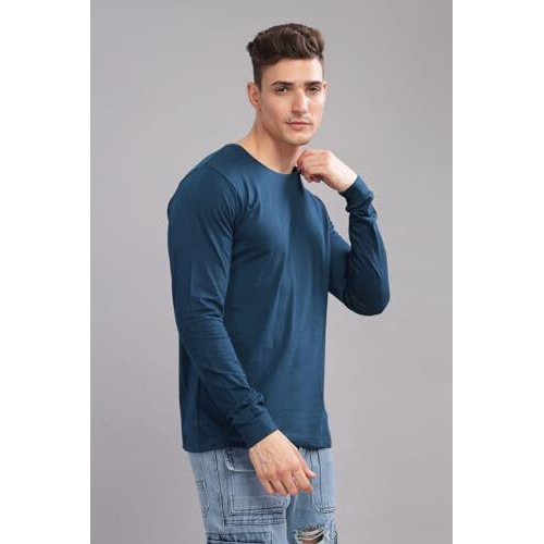 Adro Full Sleeve Tshirt For Men | Plain T Shirt For Men | 100% Cotton Tshirt | Full Sleeve T-Shirt | Mens Full Sleeves T Shirts |Fs-24-Pln-Sb-S Teal