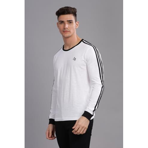 Adro Full Sleeve Tshirt For Men | Full T Shirt For Men | 100% Slub Cotton Tshirt | Full Sleeve T-Shirt | Mens Full Sleeves T Shirts |Fr3-24-Whi-Wh-Xl White