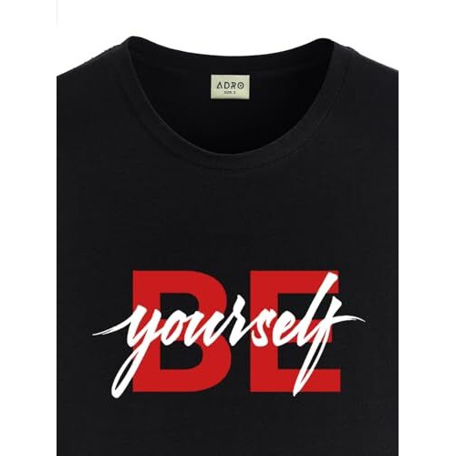 Adro Tshirt For Men | Printed T Shirt For Men | 100% Cotton T-Shirt |Printed T Shirt | T-Shirts | Rn24-Byo-Bl-S Black