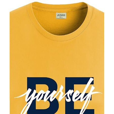 Adro Tshirt For Men | Printed T Shirt For Men | 100% Cotton T-Shirt |Printed T Shirt | T-Shirts | Rn24-Byo-Mu-2Xl Mustard