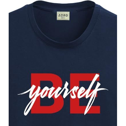 Adro Men's Solid Regular Fit T-Shirt (Rn24-Byo-Nb_Navy Blue