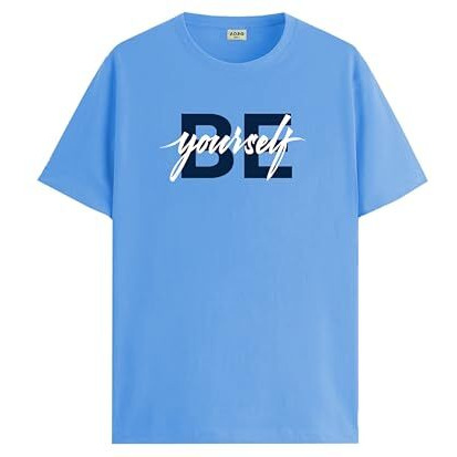Adro Men's Solid Regular Fit T-Shirt (Rn24-Byo-Sk_Sky Blue